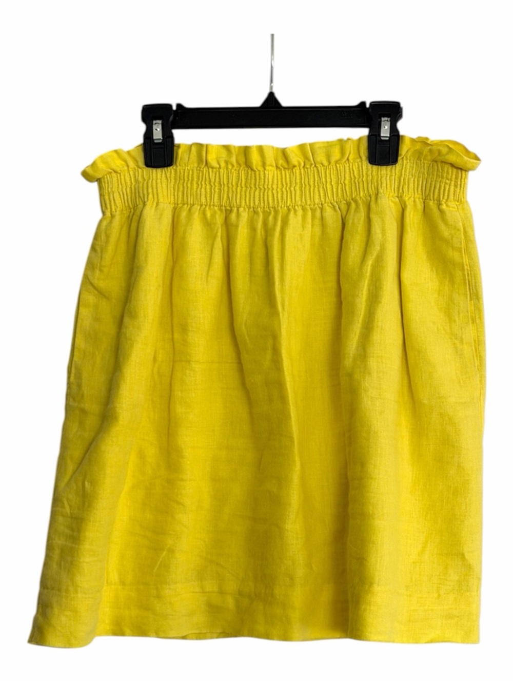 J. Crew Yellow A-Line 💯 Cotton Mini Skirt Lined Size Medium Has Pockets